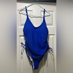 Women’s Cobalt Blue One-Piece Swimsuit with Side Ties